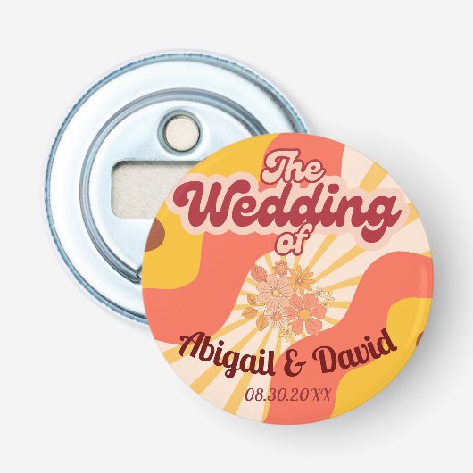 Retro Vibes Vintage bruiloft Button Flesopener (Voorkant)
