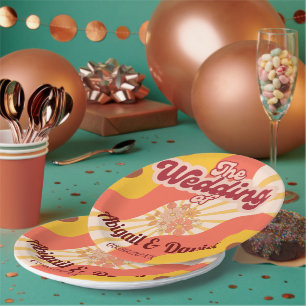 Retro Vibes Vintage bruiloft Papieren Bordje
