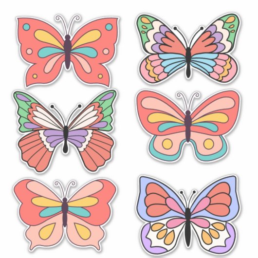 Retro Vibes Vlinder op maat gesneden vinylstickers Sticker (Voorkant)