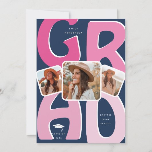Retro vibes voor een tijdloos feest! Afgestudeerd Kaart (Voorkant)