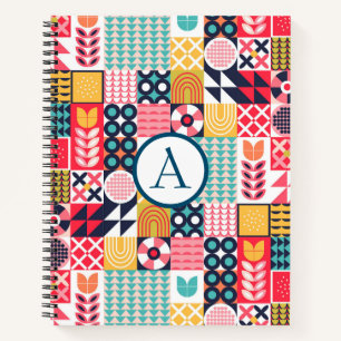 Retro Vibrant geometrisch kleurrijk patroon Notitieboek