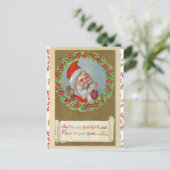 Retro Victoriaans kerstkerstkerstman Briefkaart (Staand voorkant)