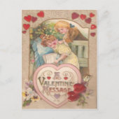  Retro Victoriaans Paar Harten Valentijn Feestdagenkaart (Voorkant)