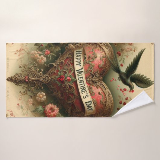 /retro/Victoriaans Valentijnsdag hart Badhanddoek (Badhanddoek)