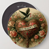/retro/Victoriaans Valentijnsdag hart Ronde Button 6,0 Cm (Voorkant /achterkant)
