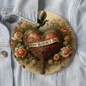 /retro/Victoriaans Valentijnsdag hart Ronde Button 6,0 Cm (In situ)