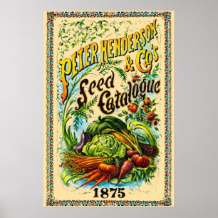 Retro Victoriaanse tijdperk 1875 zaadcatalogus oms Poster