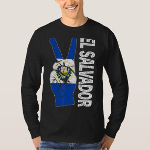 Retro Victory Two Fingers El Salvador Flag Patriot T-shirt