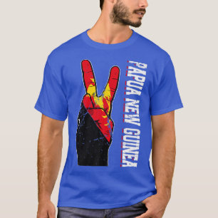 Retro Victory Two Fingers Papoea-Nieuw-Guinea vlag T-shirt