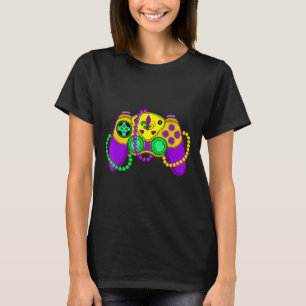 Retro Video Game Controller Pet Mardi Gras Gaming T-shirt
