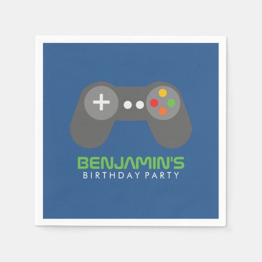 Retro Video Game Controller Verjaardag Servet (Voorkant)