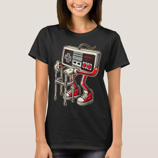 Retro Video Game Controller With Walker Funny Game T-shirt (Voorkant)