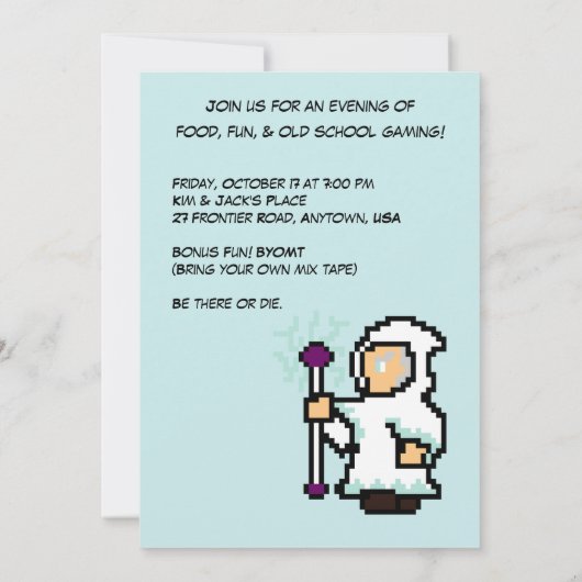 Retro Video Game Party uitnodiging (Achterkant)