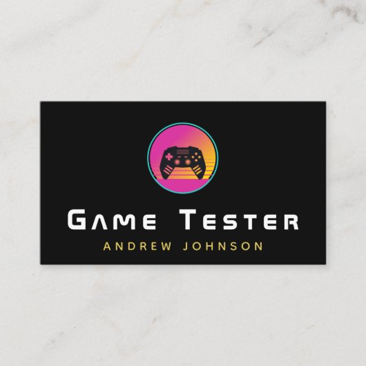 Retro Video Game Tester Ontwikkelaar Kleurrijk Visitekaartje (Voorkant)