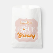 Retro Vier Ever Groovy Meisjes 4e Verjaardag Bedankzakje (Voorkant)