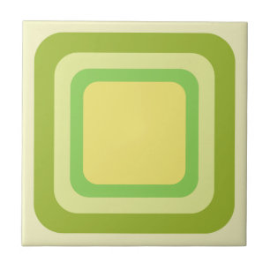 Retro vierkant groen geel tegeltje