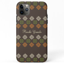 Retro Vierkant Patroon Bruin Aangepast Visitekaart