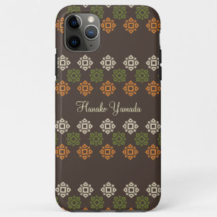 Retro Vierkant Patroon Bruin Aangepast Visitekaart iPhone 11 Pro Max Hoesje