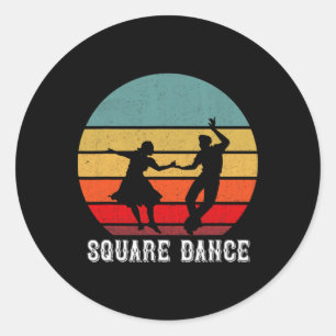 Retro Vierkante Danser Vierkant Dansend Vierkant Ronde Sticker