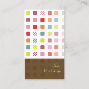 Retro vierkanten met polka stippen BusinessCard Visitekaartje