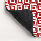 Retro Vierkanten - Robijnrood op Wit Muismat (Hoek)