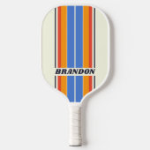 Retro Vijf Bordstrepen Met Naam Pickleball Paddle (Voorkant)