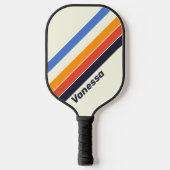 Retro vijf Gestreept met Naam Pickleball Paddle (Voorkant)