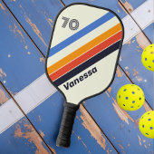 Retro vijf Gestreept met Nummer en Naam Pickleball Paddle