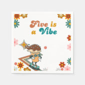 Retro vijf is een vibe Groovy 5e verjaardag Servet (Voorkant)