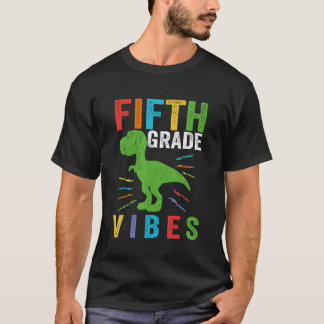 Retro Vijfde graad Vibes Trex Leerscholier Educati T-shirt