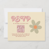 Retro Vintage 70s bruiloft QR RSVP (Voorkant)