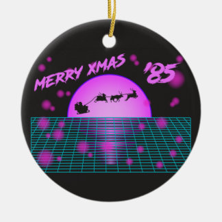 Retro Vintage 80s Kerstmis Kerstman slee ree Keramisch Ornament