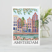 Retro Vintage Amsterdam Netherlands Architecture Kaart (Staand voorkant)