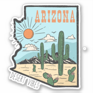 Retro Vintage Arizona Woestijn Cactus Reis Sticker