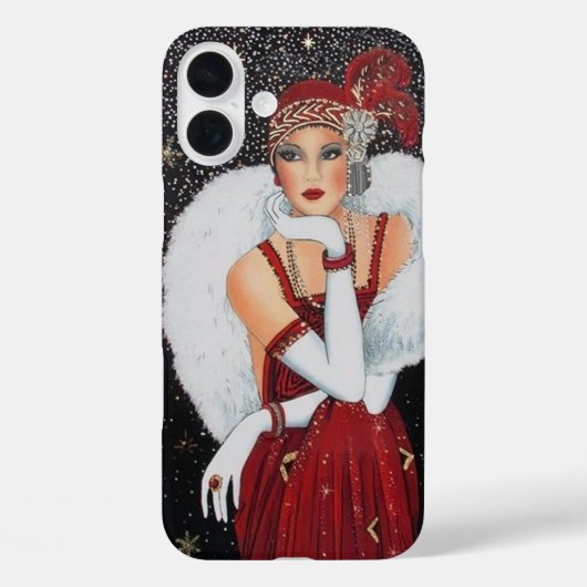 Retro vintage Art Deco lady Case-Mate iPhone Case (Achterkant)