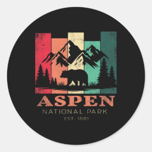 Retro Vintage Aspen Colorado Souvenir Kinderen Wan Ronde Sticker