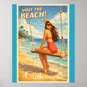 Retro Vintage Badende Schoonheid Thunder_Cove  Poster