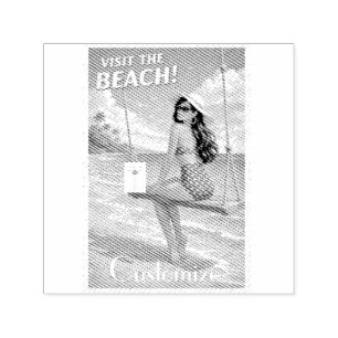 Retro Vintage Badmeisje Thunder_Cove Zelfinktende Stempel