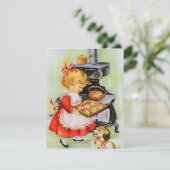 Retro vintage bakkende kind Kerstkaart (Staand voorkant)