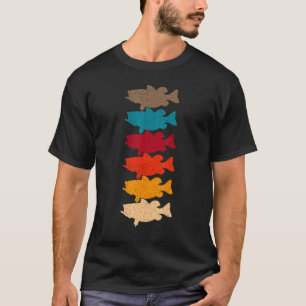 Retro Vintage Bass Vissen Bos Angelen Vis T-shirt