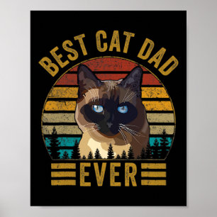 Retro Vintage Beste Kat Vader Ooit Vaderdag Siames Poster
