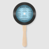 Retro Vintage Blauw Vinylplaat Huwelijksprogramma Handwaaier (Achterkant)