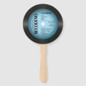 Retro Vintage Blauw Vinylplaat Huwelijksprogramma Handwaaier (Voorkant)