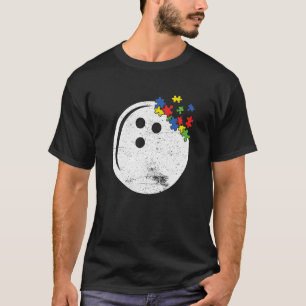 Retro Vintage Bowling Hart Autisme Bewustzijn Spor T-shirt