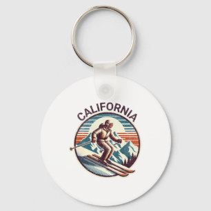 Retro Vintage Californië Skioord Winter Skisport Sleutelhanger