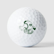 Retro Vintage Cartoon Honkbal Karakter Golfbal