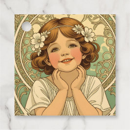 retro vintage child with flowers bedankjes labels