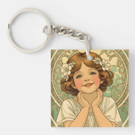 retro vintage child with flowers sleutelhanger