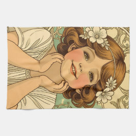 retro vintage child with flowers theedoek