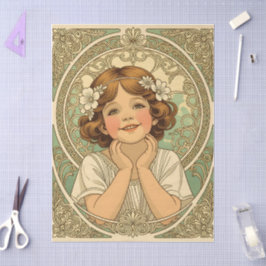 retro vintage child with flowers tissuepapier